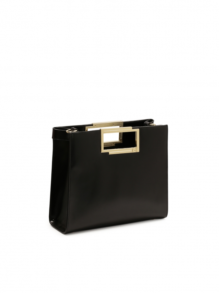 Czarna torebka do ręki z wbudowanym uchwytem