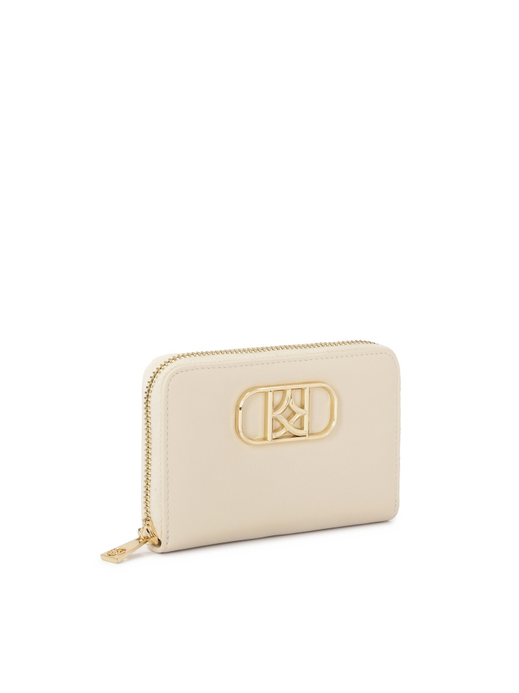 Zasuwany portfel w kolorze amanej bieli