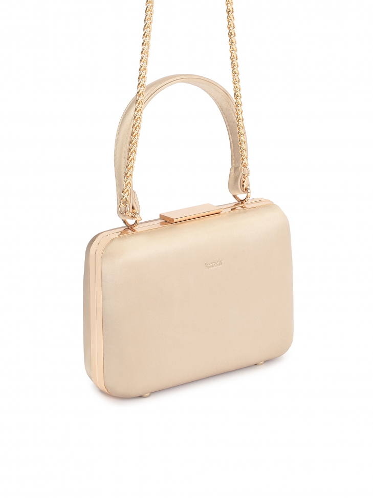 Sztywna torebka z tkaniny z rączką i łańcuchem