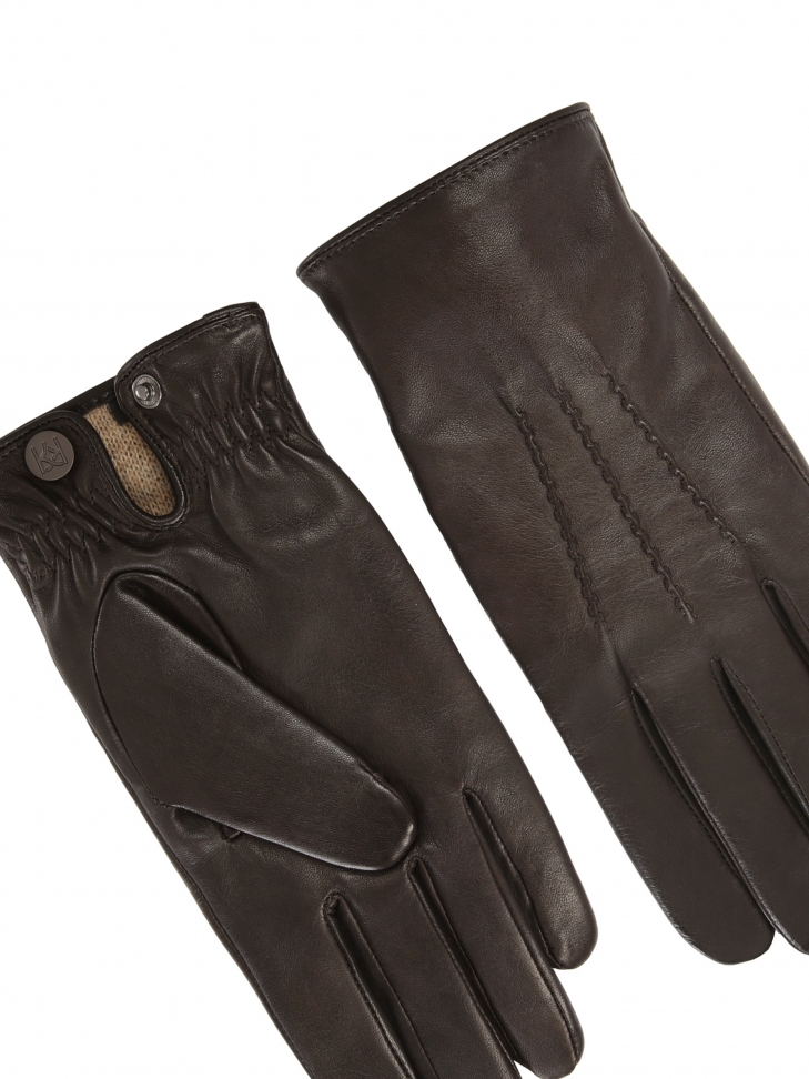 Skórzane brązowe rękawiczki męskie