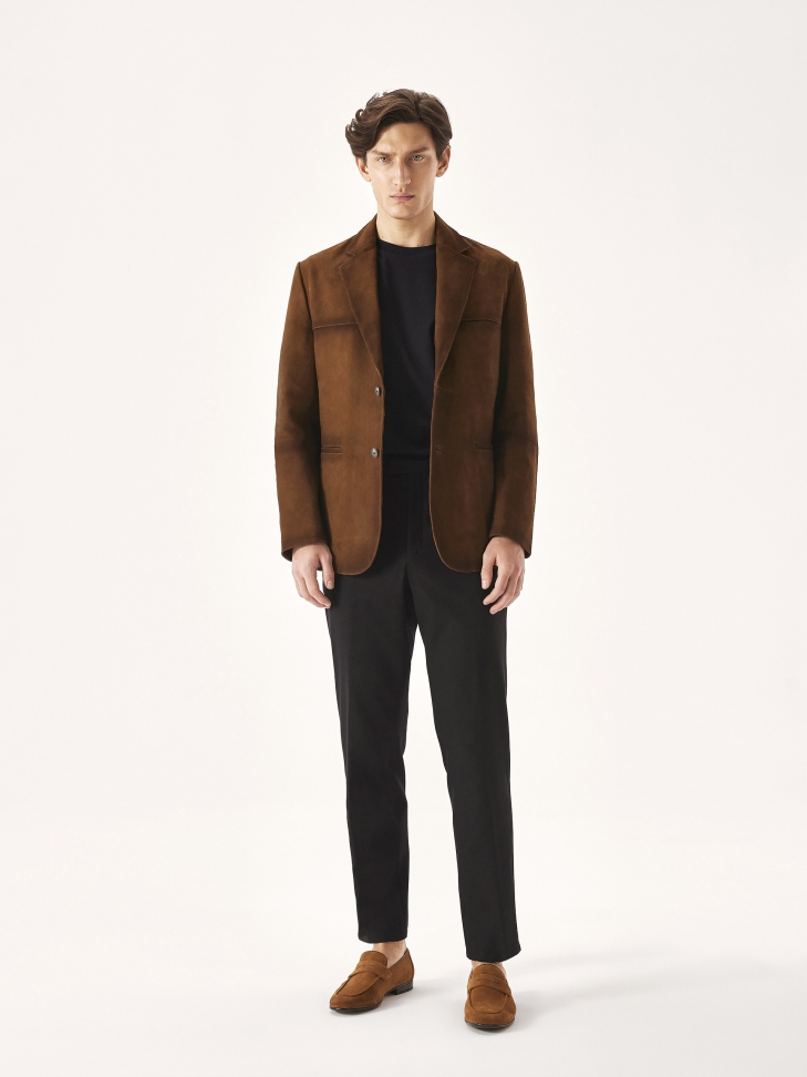 Brązowe loafersy z zamszu