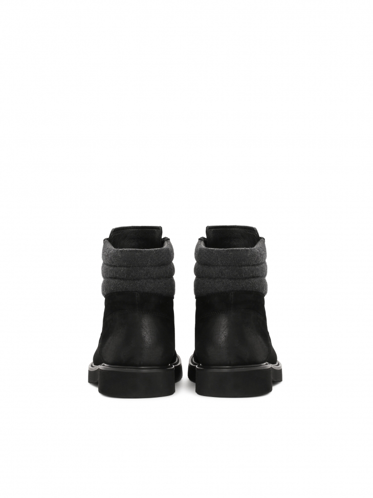 Czarne męskie trzewiki z nubuku i tkaniny