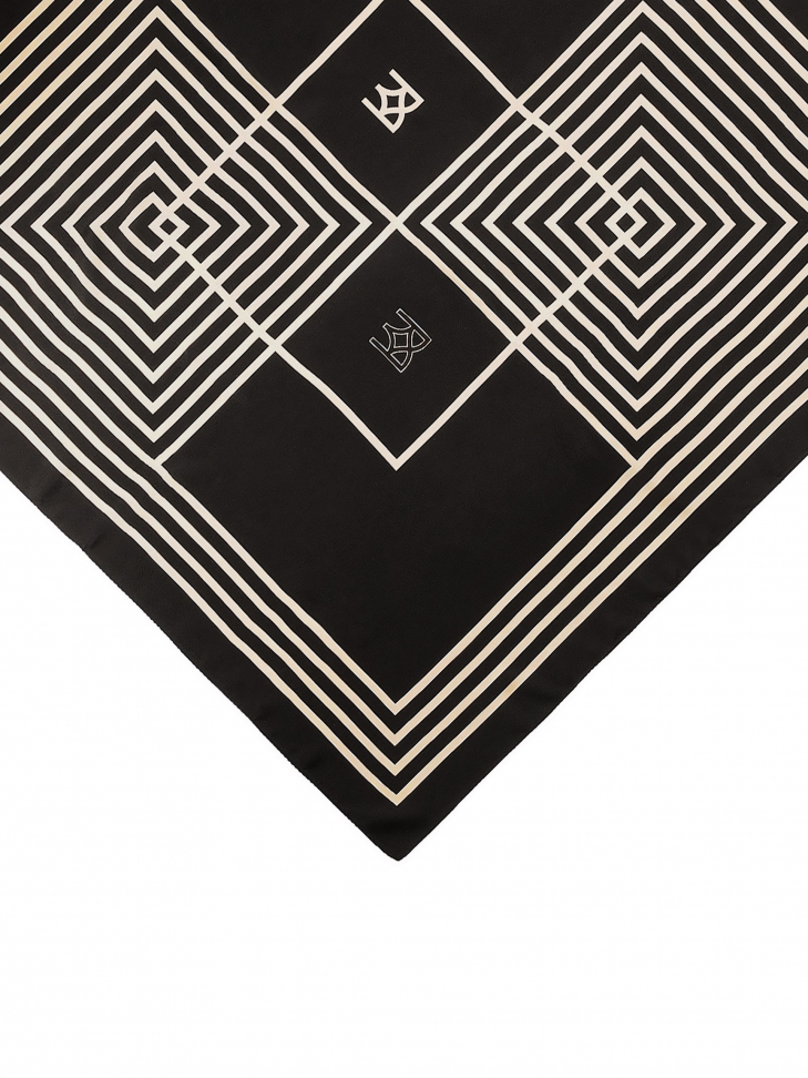 Duża jedwabna chusta w geometryczne wzory