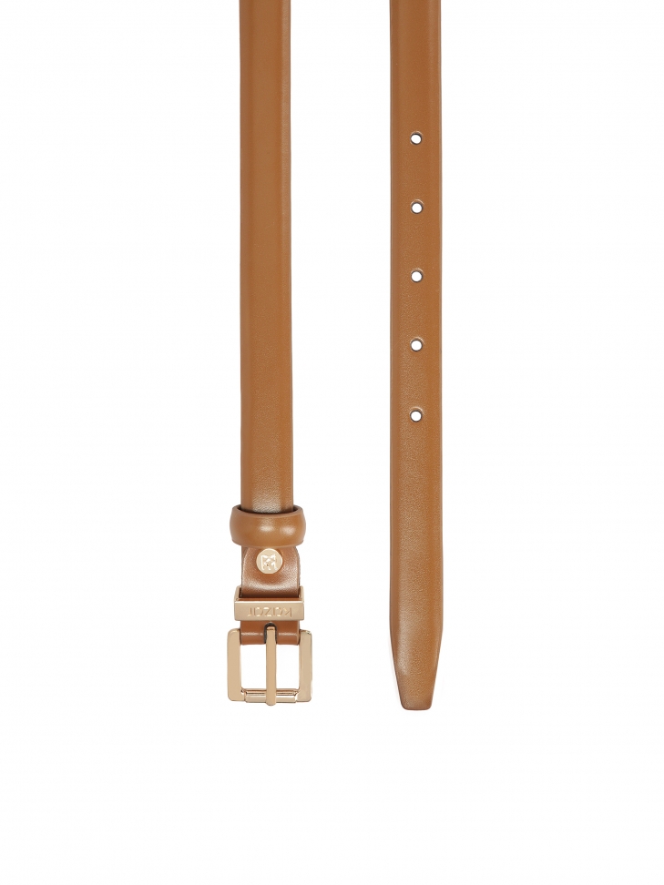 Brązowy skórzany pasek do sukienki