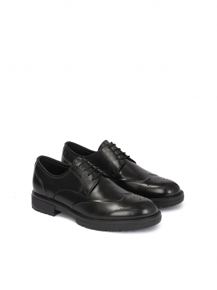 Skórzane półbuty męskie ze zdobieniem rozetowym