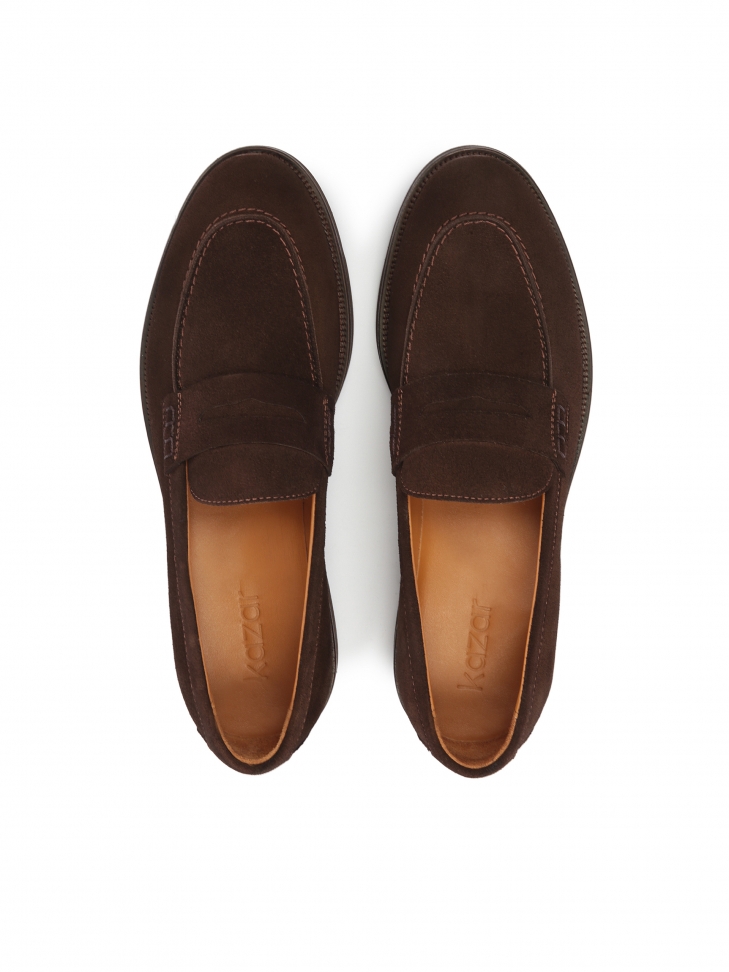 Zamszowe loafersy męskie w brązowym kolorze