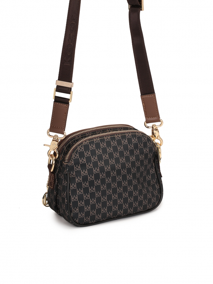 Brązowa miejska torebka z wzorzystej tkaniny