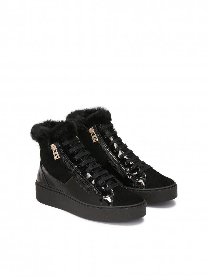 Ocieplane wysokie sneakersy z suwakami