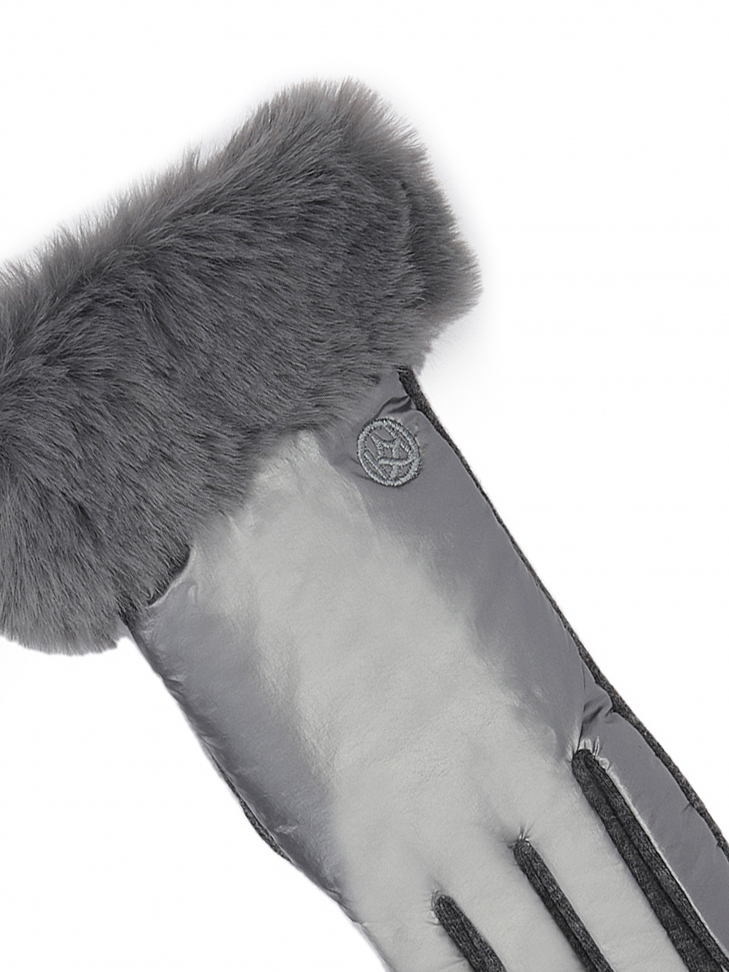 Eleganckie szare rękawiczki z satynowym wykończeniem