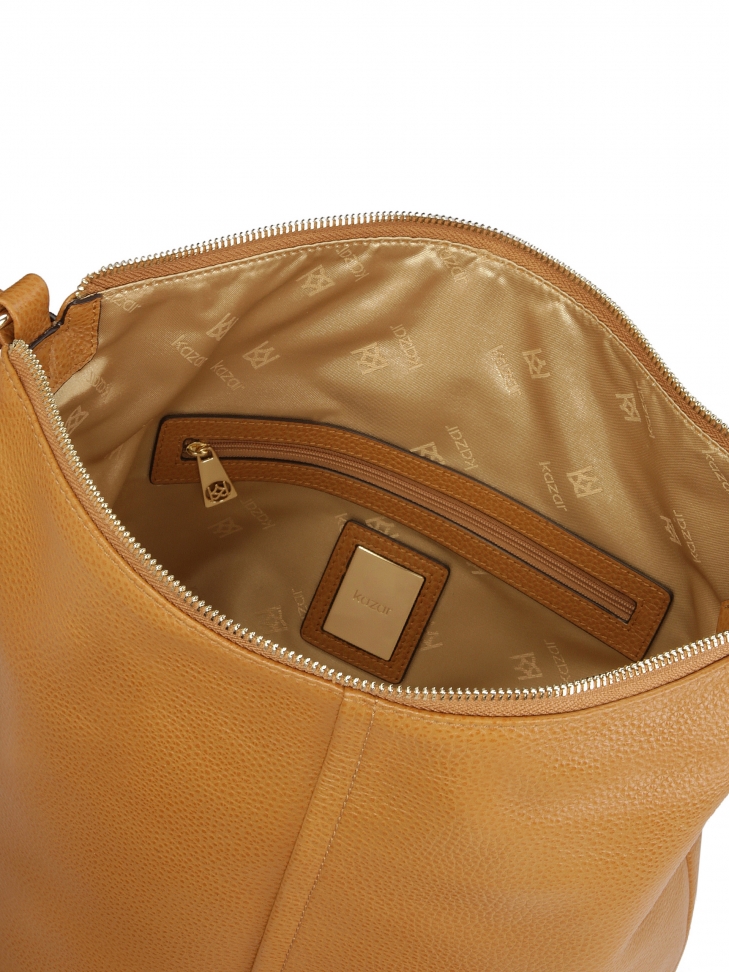 Jasnobrązowa miejska torebka ze skóry