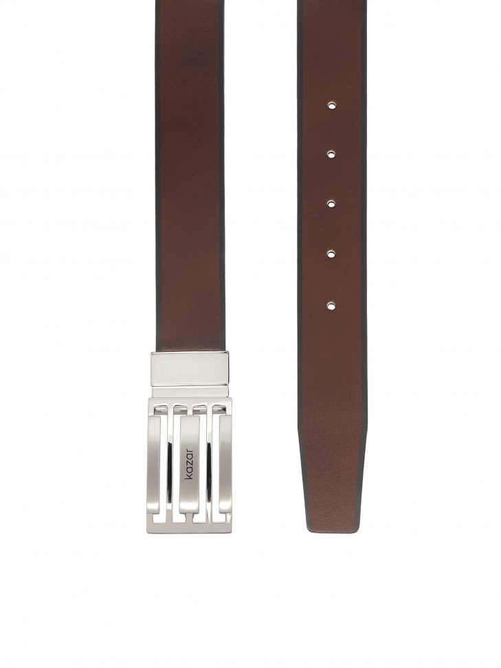 Skórzany dwustronny pasek z dużą klamrą