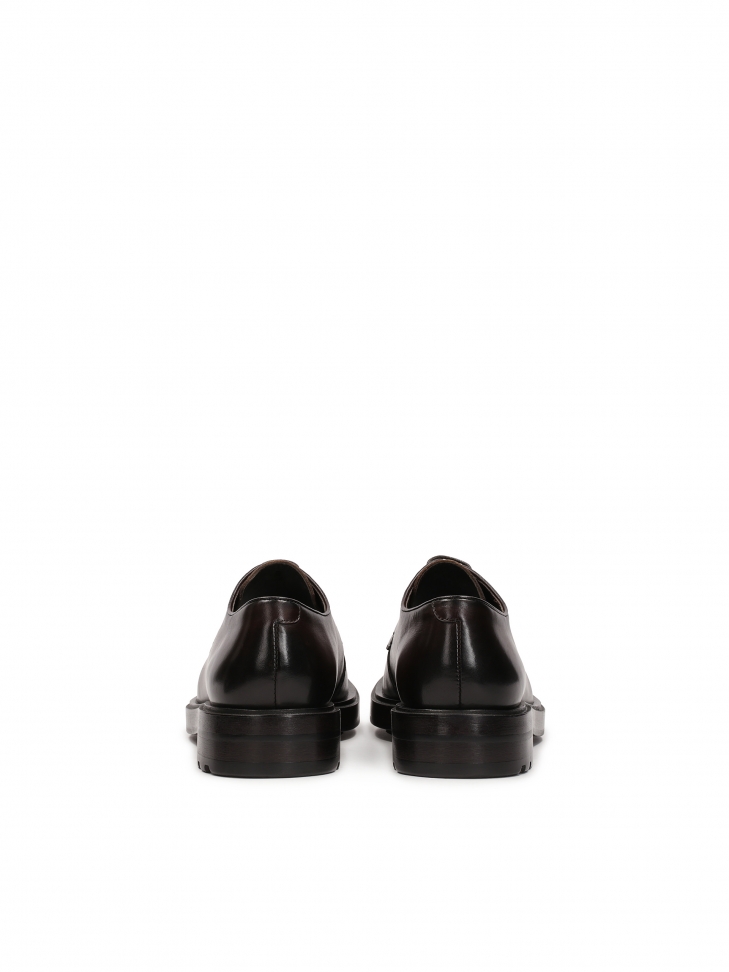 Brązowe półbuty derby z naturalnej skóry