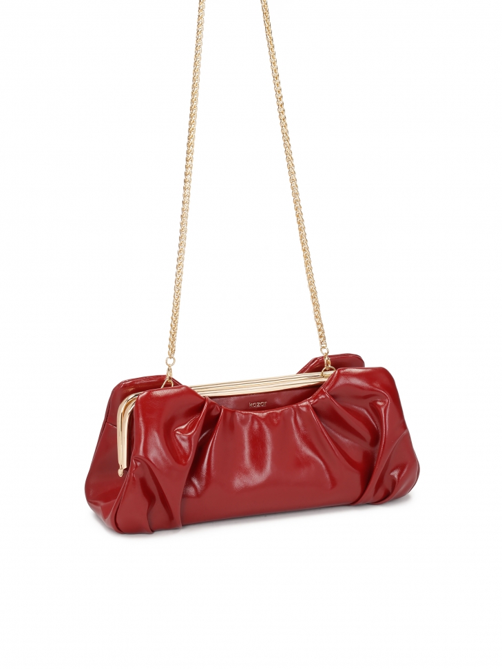 Bordowa elegancka torebka z marszczeniem