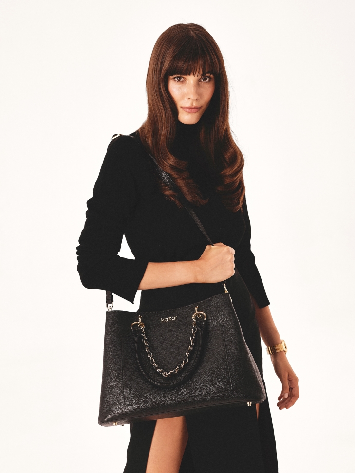 Elegancka torebka z groszkowej skóry