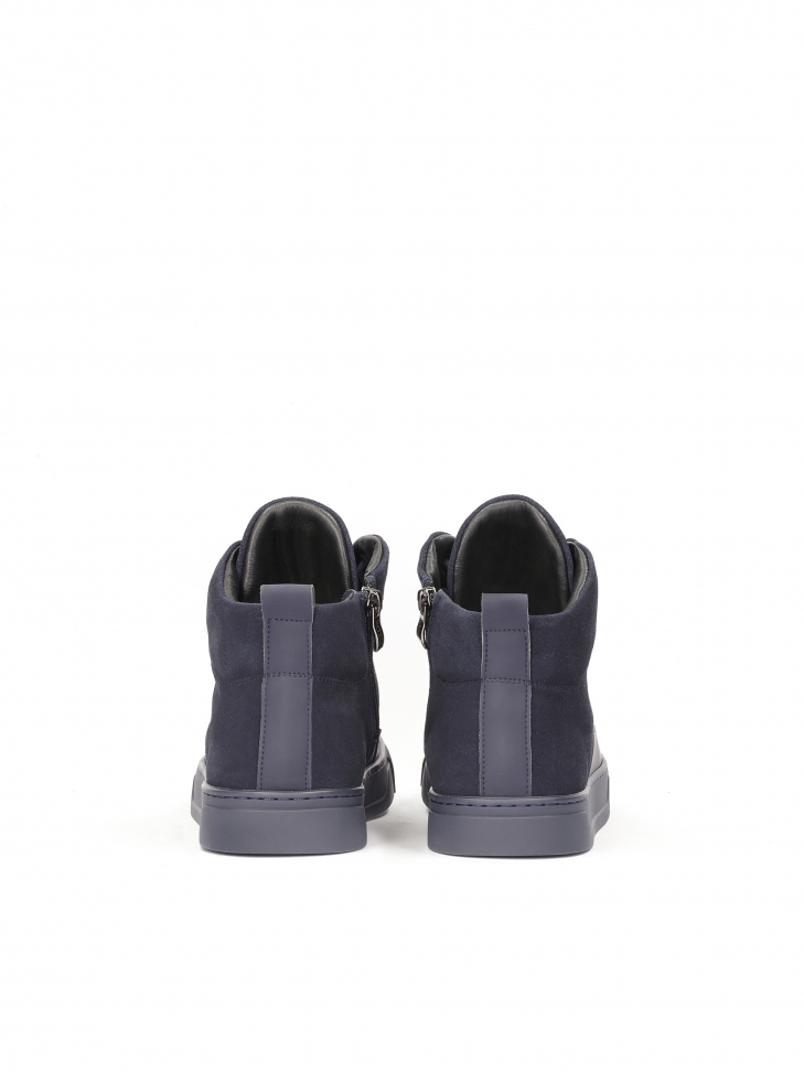 Granatowe sneakersy męskie z suwakiem i sznurowaniem