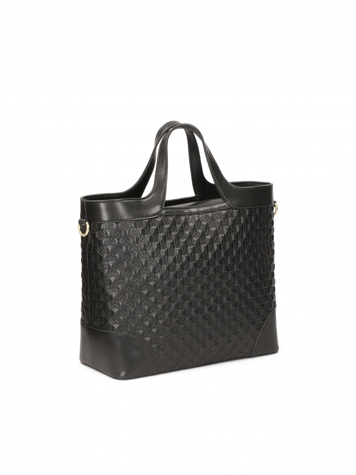 Duża torebka ze skóry zdobionej tłoczonym wzorem