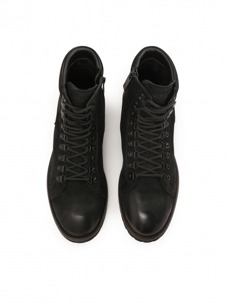 Nubukowe czarne trzewiki męskie