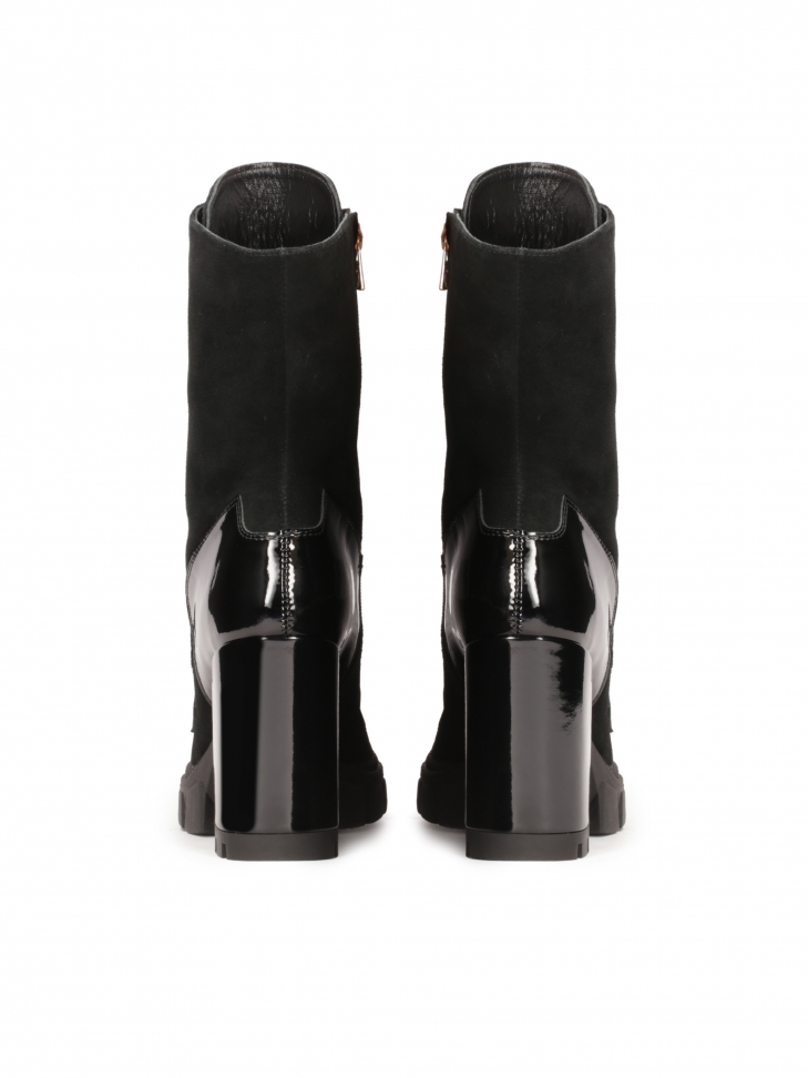Botki z zamszu i lakierowanej skóry