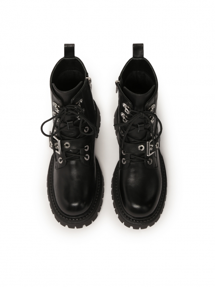 Trzewiki skórzane na grubej podeszwie