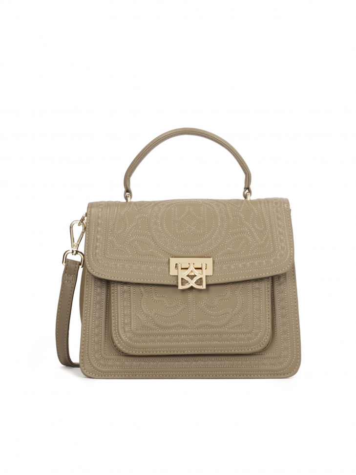 Skórzany kuferek z naturalnej skóry w taupe kolorze