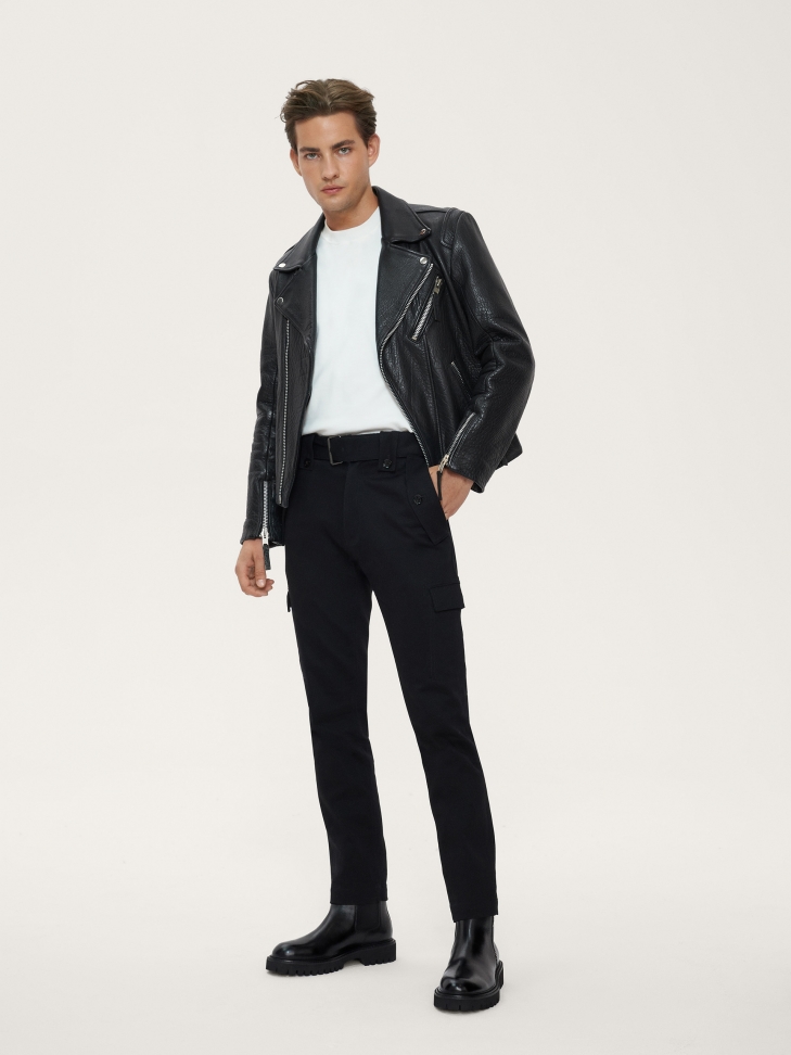 Skórzane trzewiki męskie na grubej podeszwie z bieżnikiem