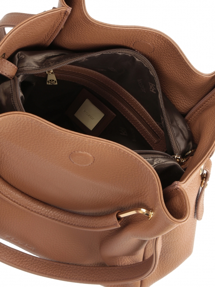 Duża brązowa torebka z oryginalnymi uchwytami