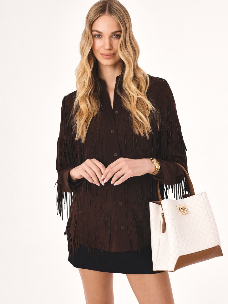 Dwukolorowa torebka zdobiona printem