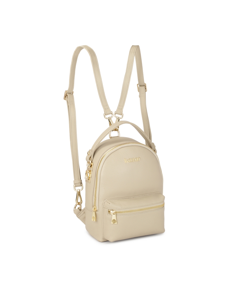 Jasnoszary skórzany torebko-plecak