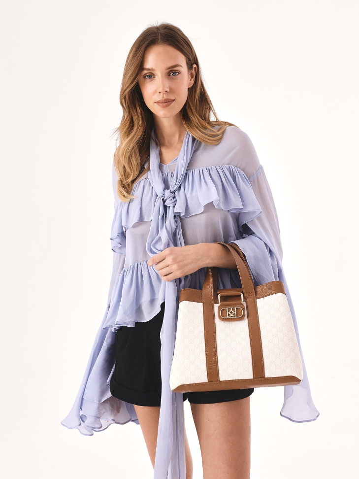 Dwukolorowa torebka z uchwytami do ręki