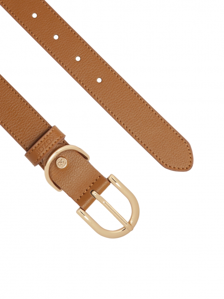 Wąski brązowy pasek z gładkiej skóry