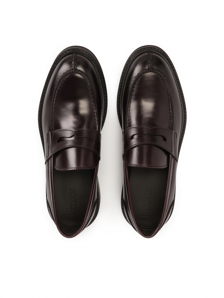 Wsuwane bordowe loafersy