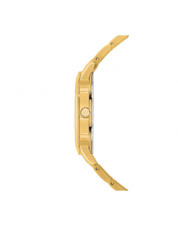 Złoty zegarek na bransolecie z zieloną tarczą