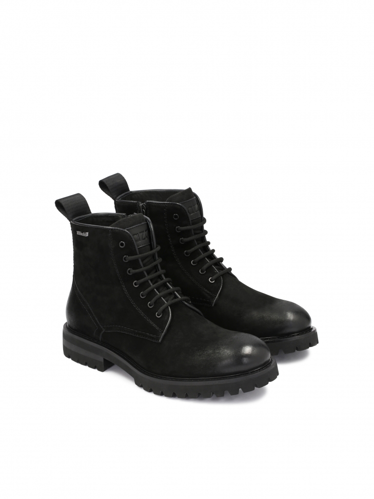 Czarne trzewiki męskie za kostkę z nubuku