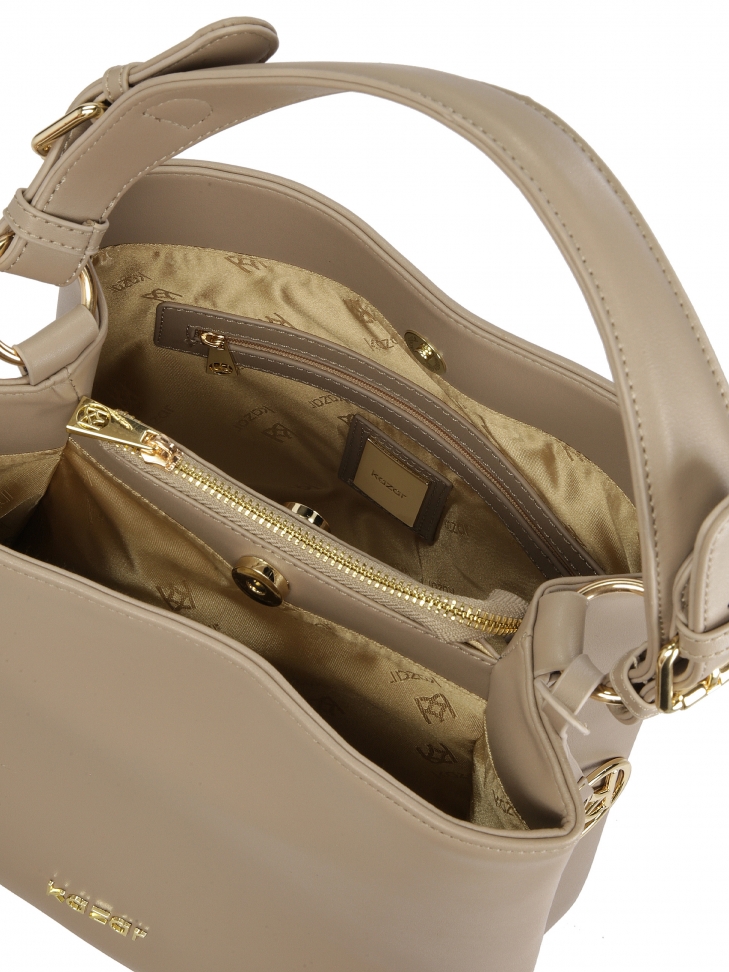 Skórzana torebka w kolorze taupe