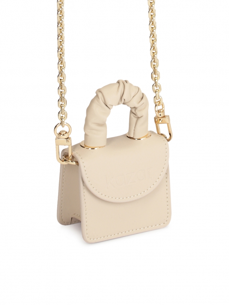 Beżowa mini torebka skórzana do ręki i na ramię