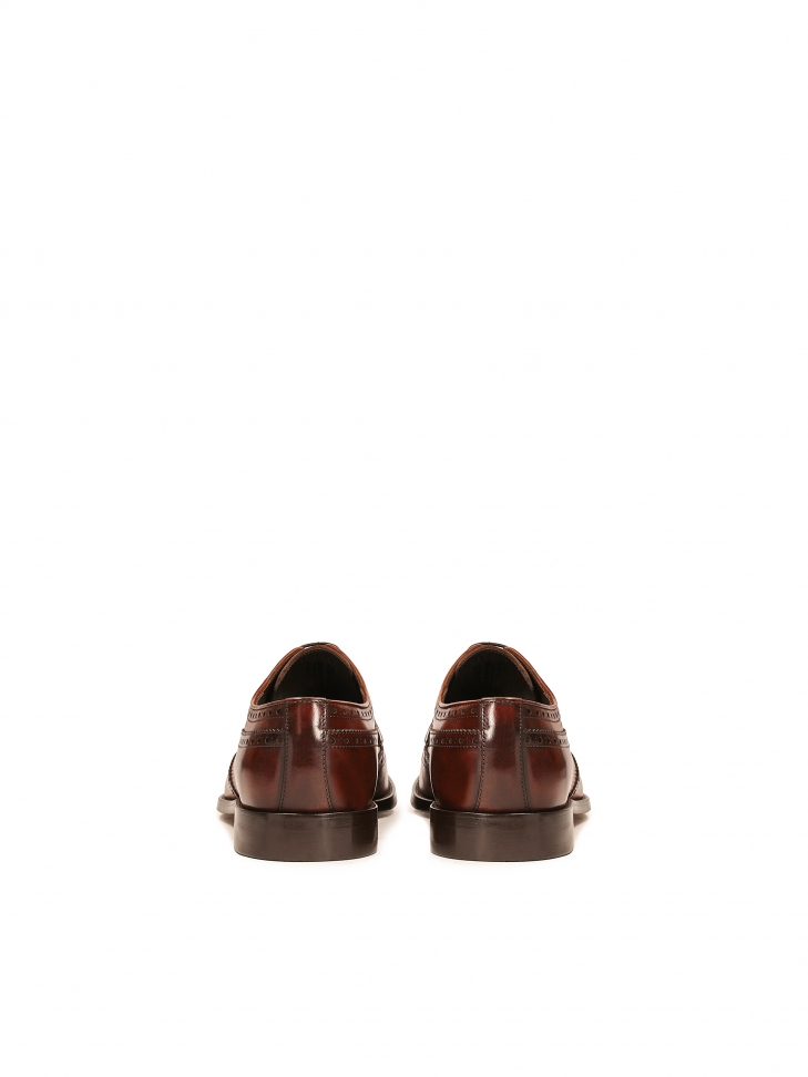Klasyczne brązowe półbuty męskie wizytowe z rozetowym zdobieniem