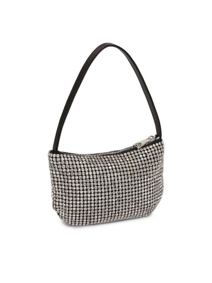 Mała torebka do ręki ze srebrnymi cyrkoniami