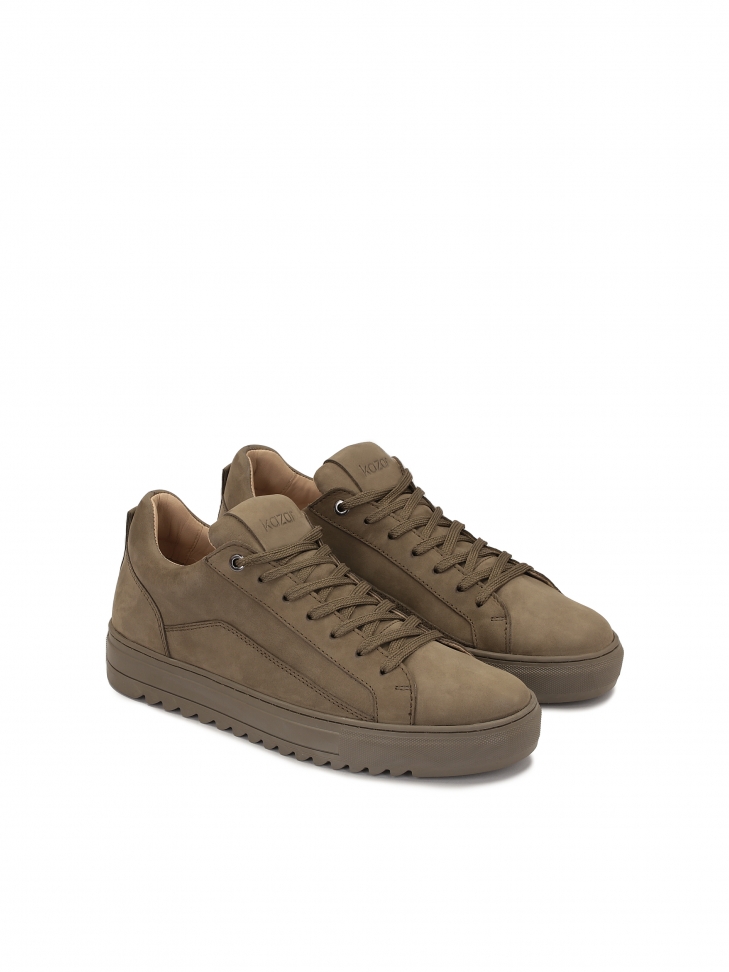 Sneakersy męskie na grubej podeszwie w kolorze khaki