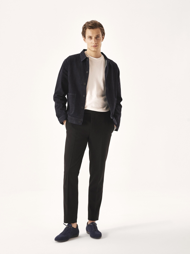 Granatowe przewiewne półbuty z zamszu