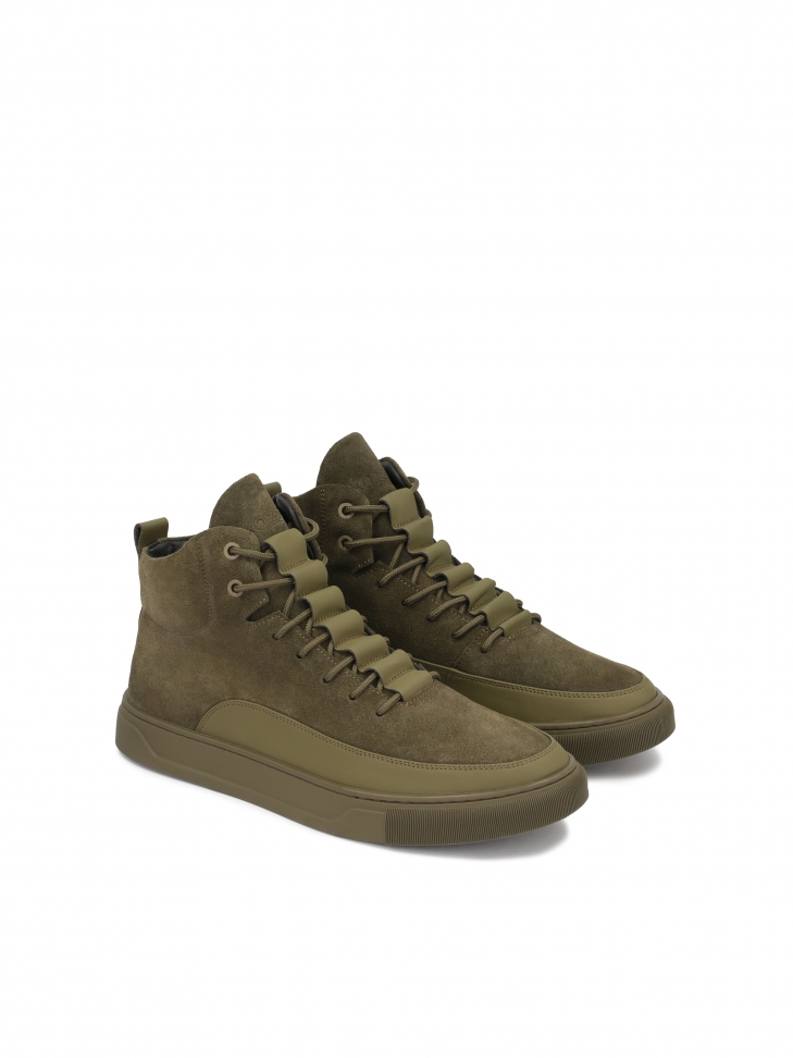 Wysokie sneakersy męskie z dwóch rodzajów skóry