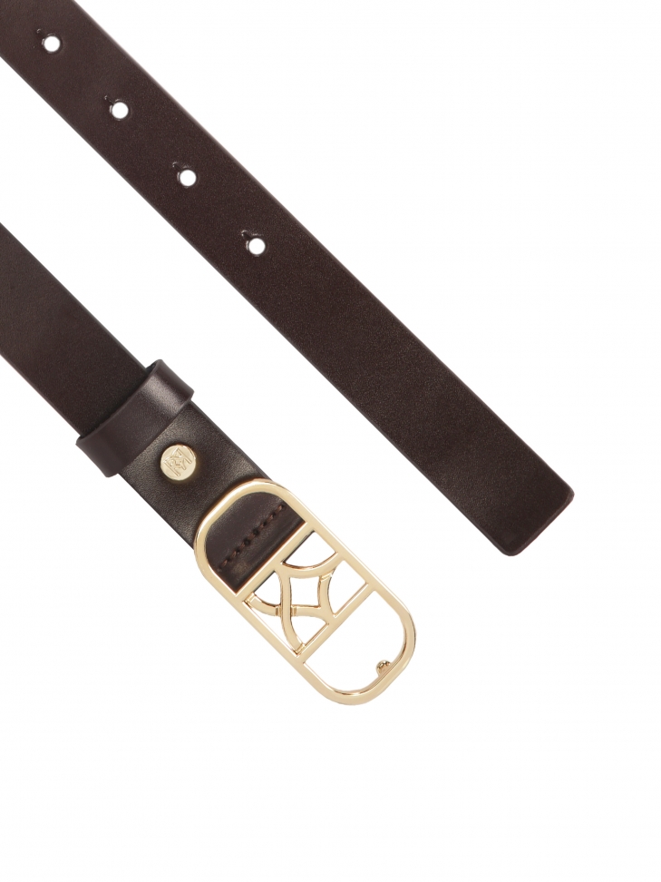 Ciemnobrązowy pasek z elegancką klamrą