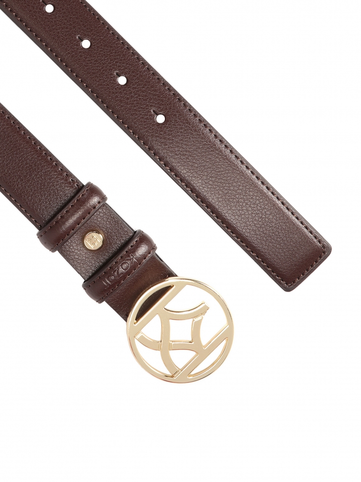 Klasyczny brązowy pasek z klamrą w monogram KAZAR