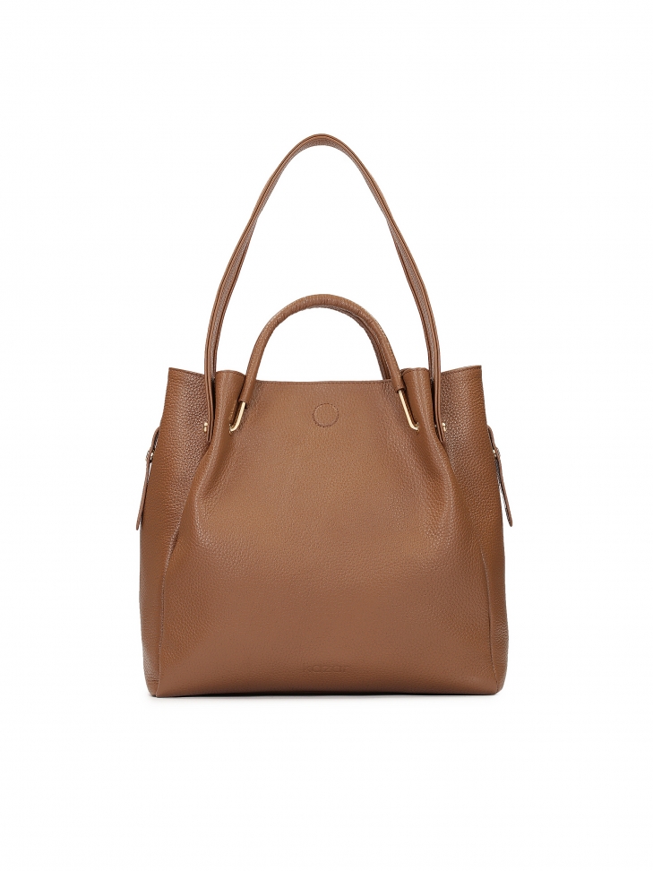 Duża brązowa torebka z oryginalnymi uchwytami