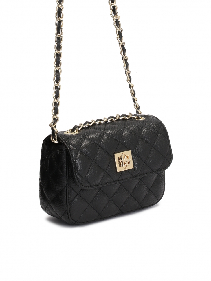 Pikowana mała torebka skórzana z łańcuszkiem