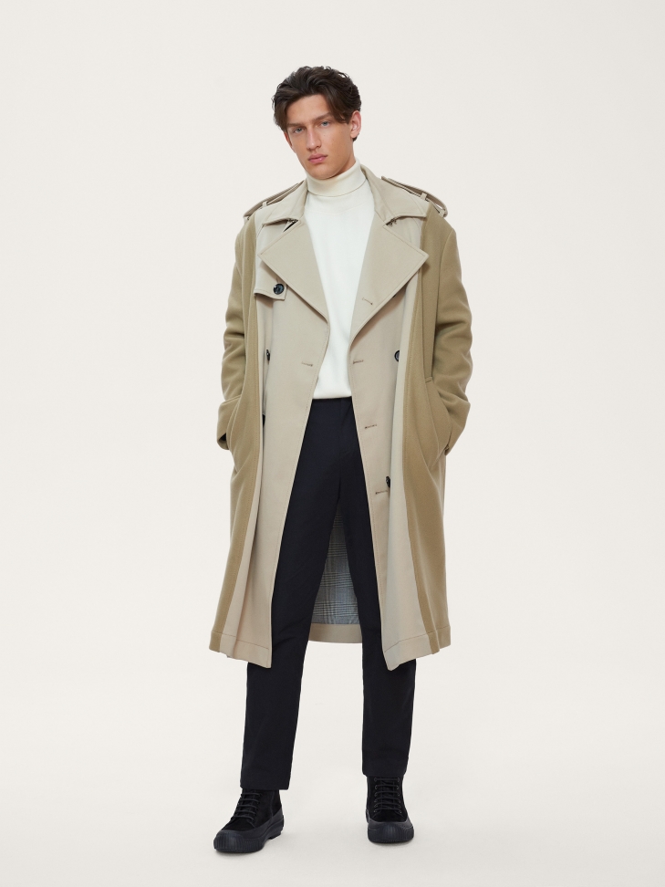 Nubukowe trzewiki męskie z gumowaną skórzaną wstawką