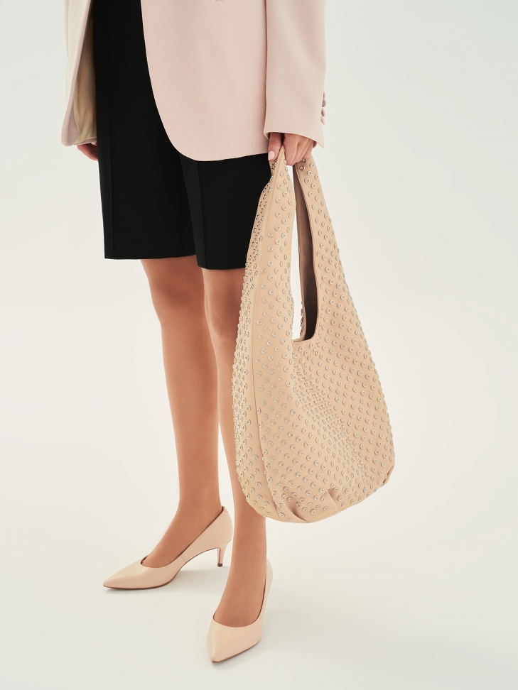 Skórzane czółenka na niskim obcasie