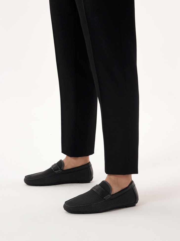 Mokasyny męskie z łączonych materiałów na wygodnej podeszwie