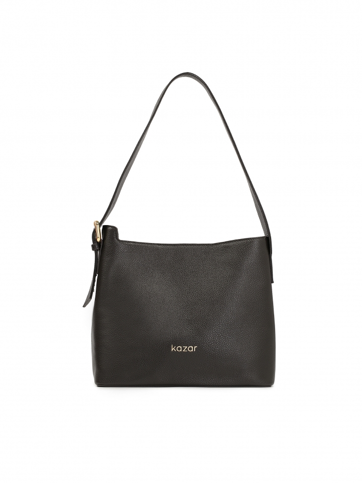 Skórzana czarna torebka w minimalistyczny stylu