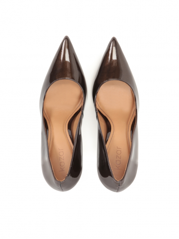 Eleganckie czółenka w brązowym kolorze z połyskującymi drobinkami