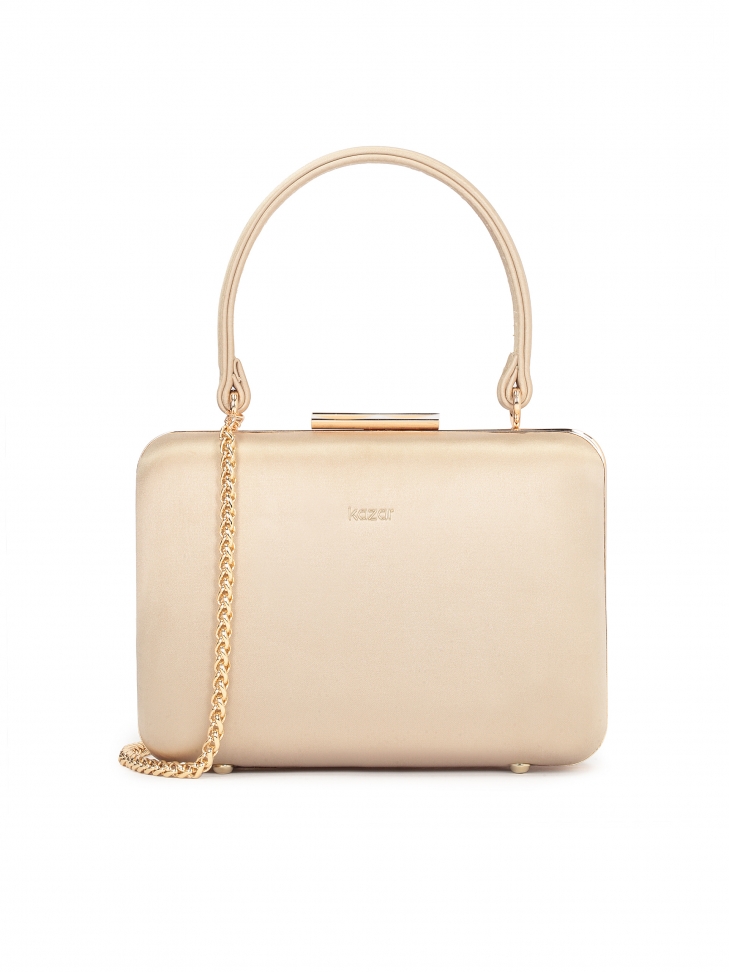 Sztywna torebka z tkaniny z rączką i łańcuchem